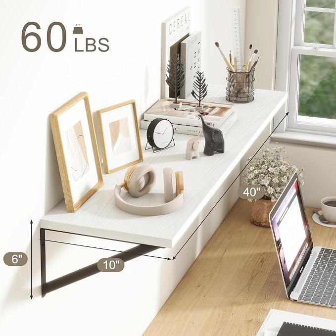 Fun Memories 40 Inch Floating Shelves, 10 Inch Deep Wall Shelf, 40 x 10 - Image 3