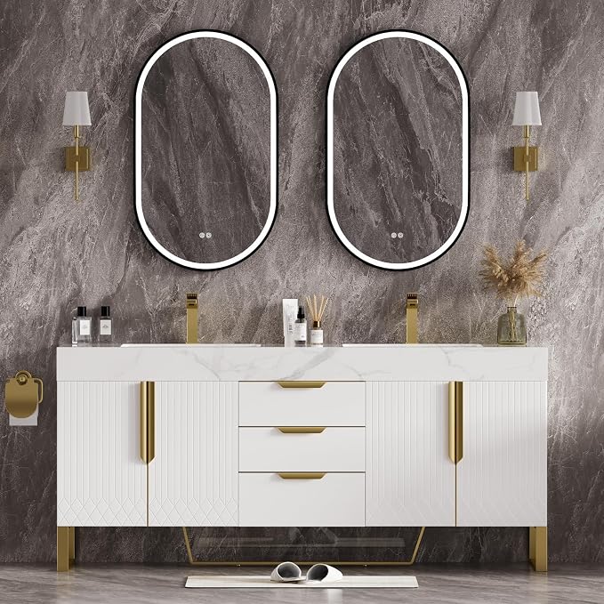 homary 59" Freestanding Bathroom Vanity Set, Floor-Mounted Double Sink Bathroom by Homary