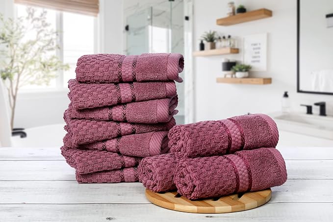 Ample Decor Grape Purple Wash Cloth Set of 10 100% Cotton - Image 2