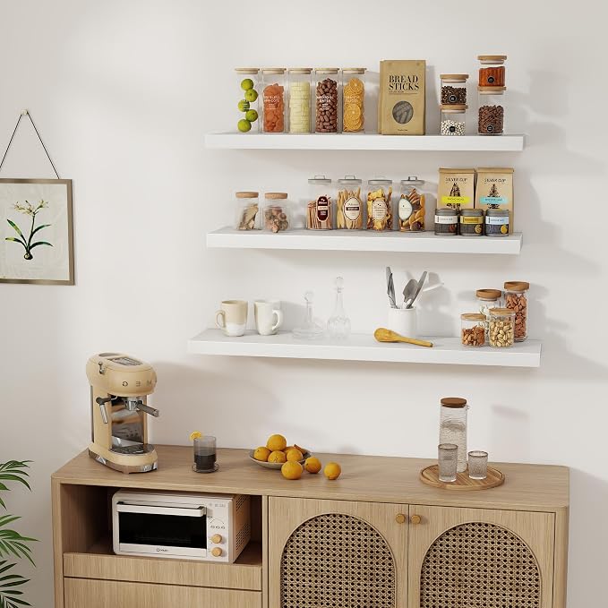 Fun Memories White Floating Shelves 36 Inch Long, Rustic Farmhouse Bathroom - Image 6
