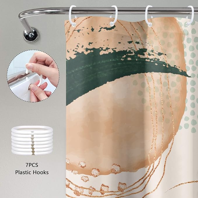 Small Stall Boho Shower Curtain 36Wx72H RV Tropical Green Leaf Modern Bohemian - Image 5