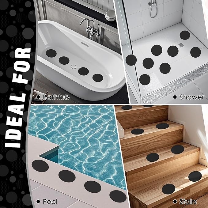 S&X 24 Pcs Anti Slip Shower Stickers, Modern Black Non Slip Bathtub Stickers - Image 6