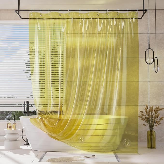 AmazerBath Yellow Shower Curtain Liner Heavy Duty, 100% EVA Clear Shower by AmazerBath