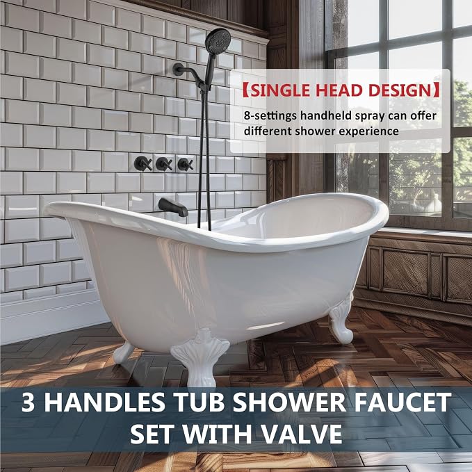 Aolemi 3 Handles Tub Shower Faucet Set - Image 7