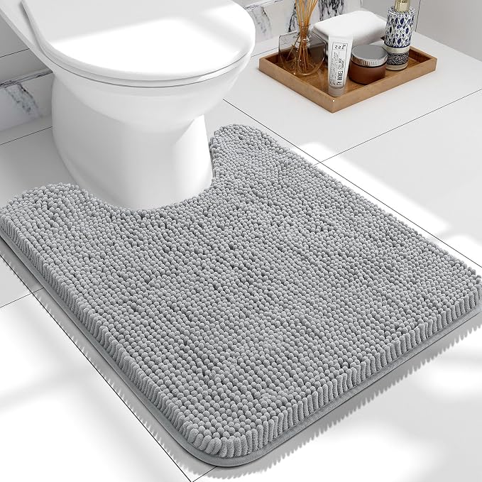 OLANLY Toilet Rugs U-Shaped 24x20, Extra Soft Absorbent Chenille Contour by OLANLY