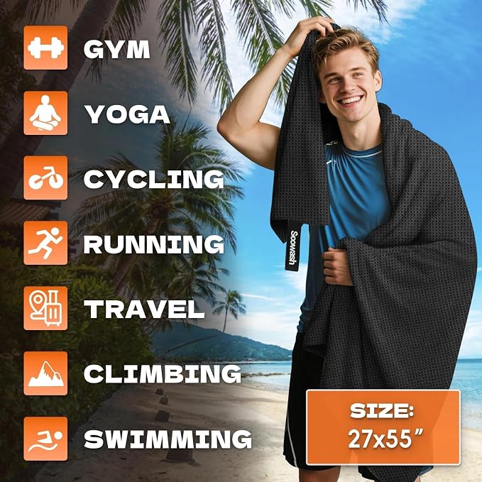 Microfiber Sweat Towel Quick Dry Lightweight Absorbent 3 Pack，Fast Drying 27‘’ - Image 2