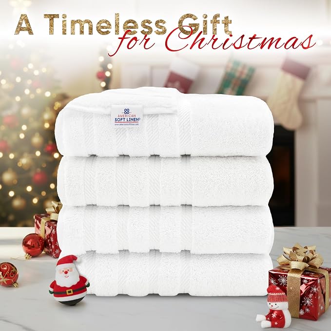 American Soft Linen Luxury 4 Piece Bath Towel Set, 600 GSM 100% Cotton Turkish - Image 2