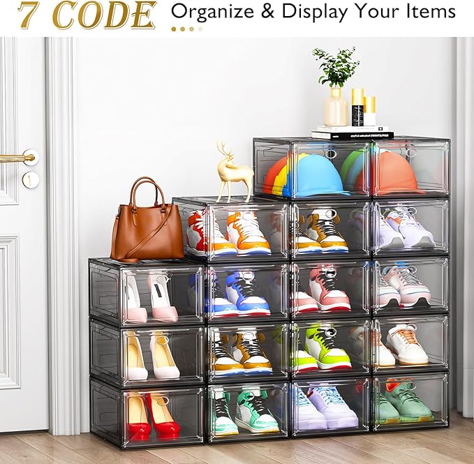 12 Pack Clear Shoe Storage Organizer - Image 6