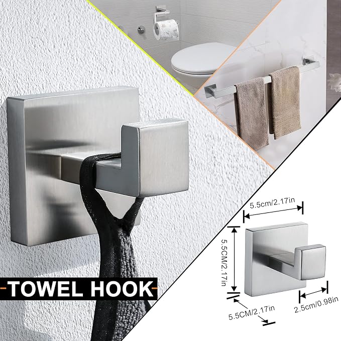 YACVCL 5-Piece Bathroom Hardware Accessories Set 23.6 inch Towel Bar Towel Rack - Image 3