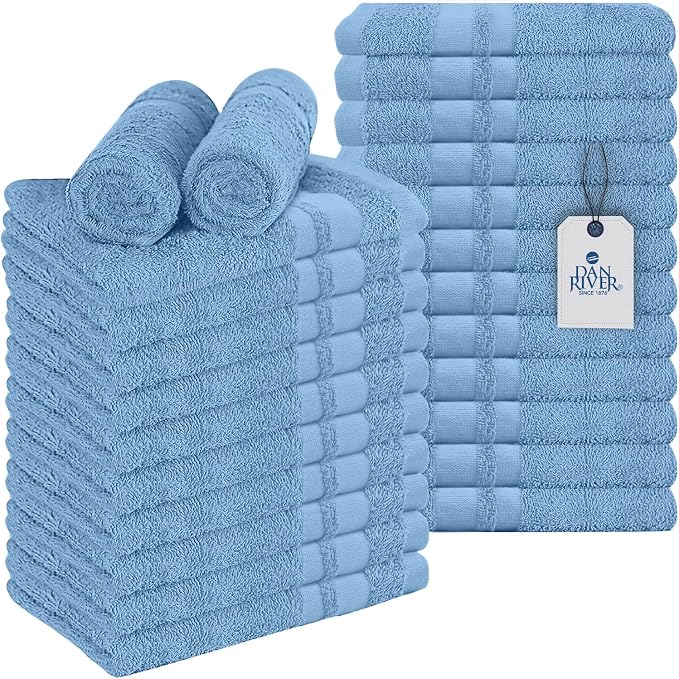 DAN RIVER 100% Cotton Salon Towels Set – 16x26 inches, Highly Absorbent and by DanRiver