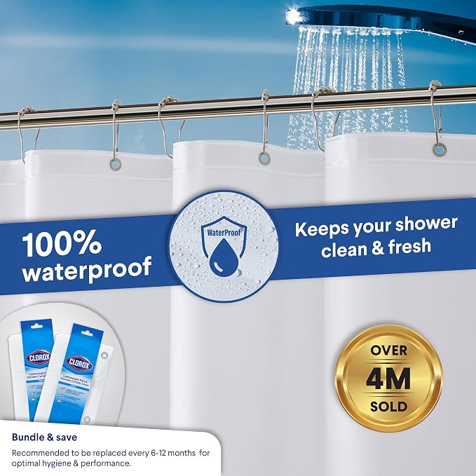 CLOROX Shower Curtain Liner, Premium Lightweight Flexible Waterproof 3g PEVA - Image 6