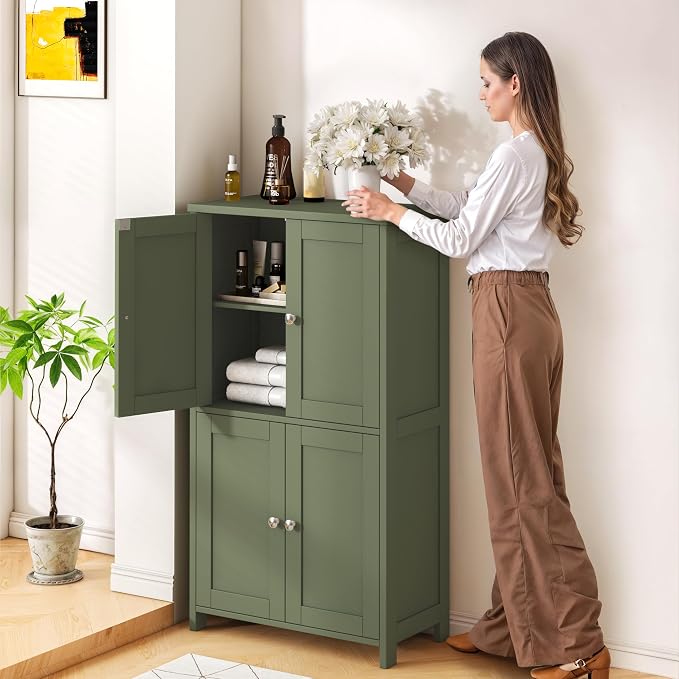 Nuturelly Bathroom Floor Storage Cabinet, Freestanding Pantry Cabinets - Image 6