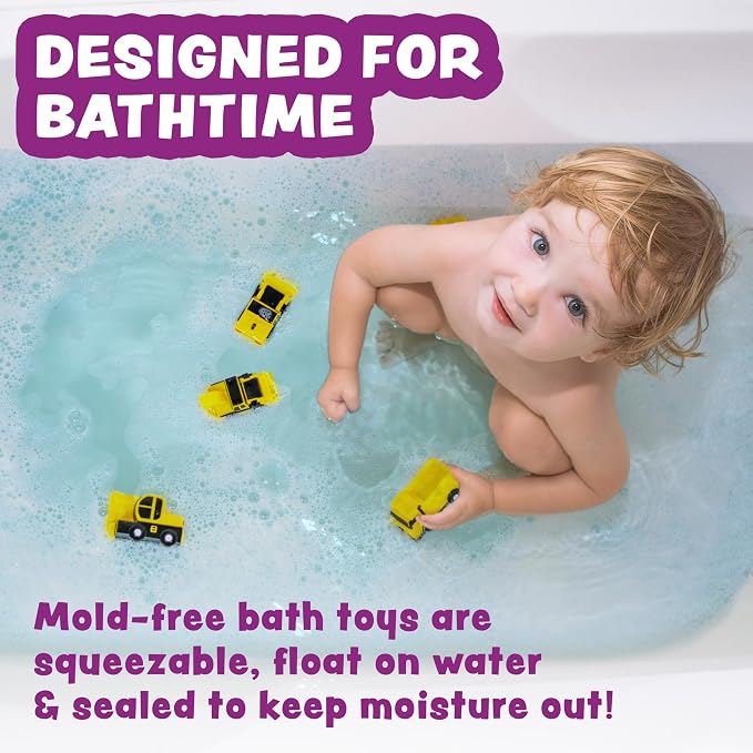 Tub Works® Construction™ Trucks Mold Free Bath Toys, 6 Pack | Sealed, No Hole - Image 2