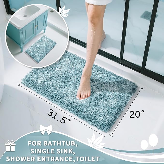 Yimobra Chenille Bathroom Rugs Non Slip, Extra Thick Soft Absorbent Bath Rug - Image 2
