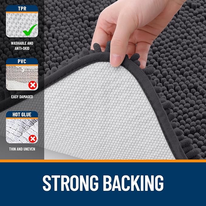 OLANLY Bathroom Rugs 70x24, Extra Soft Absorbent Chenille Bath Rugs, Rubber - Image 6