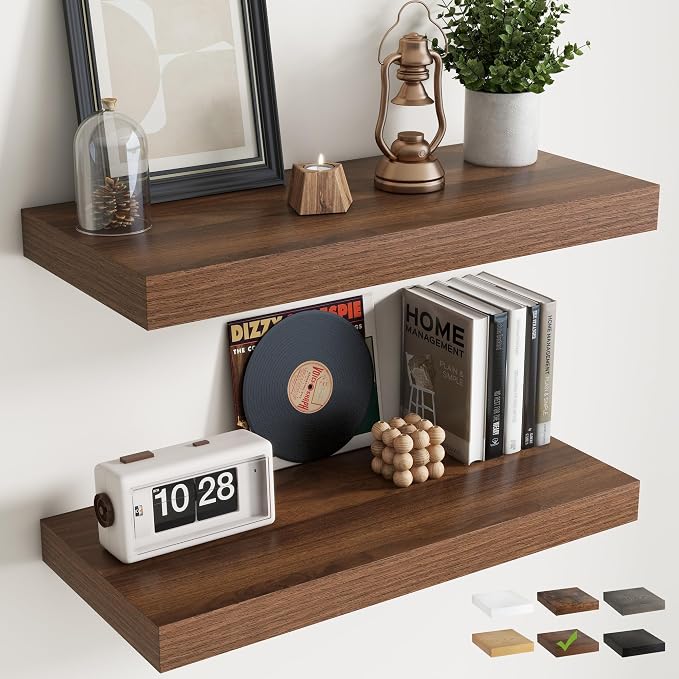 30 Inch Floating Shelves for Wall Set of 2, Easy Install Engineered Wood by Marsmiles