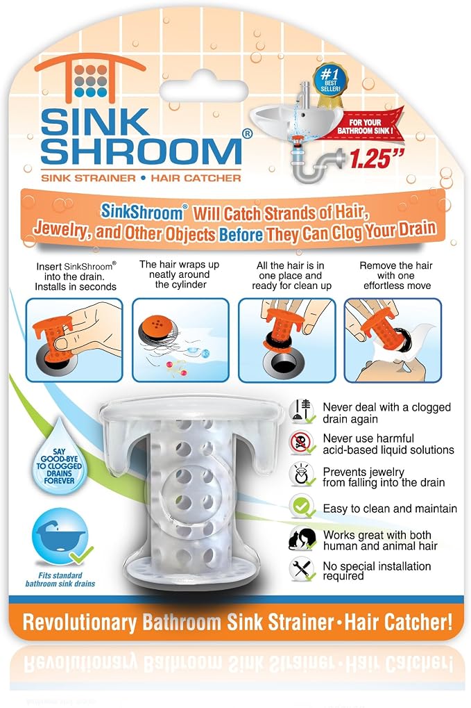 SinkShroom SSCLE988 The Revolutionary Sink Drain Protector Hair by TubShroom
