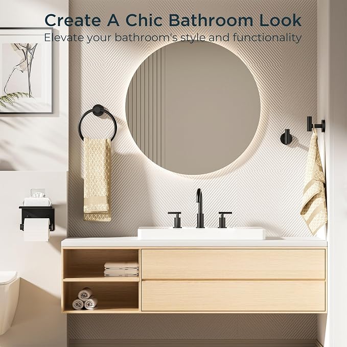 FORIOUS Bathroom Hardware Accessories Set, SUS304 Stainless Steel Towel Bar Set - Image 8