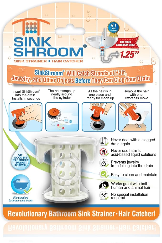 SinkShroom The Revolutionary Sink Drain Protector Hair Catcher/Strainer/Snare by TubShroom