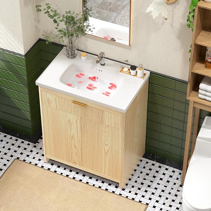 32 Inch Bathroom Vanity with Sink, Bathroom Vanity Cabinet with Single Sink - Image 3