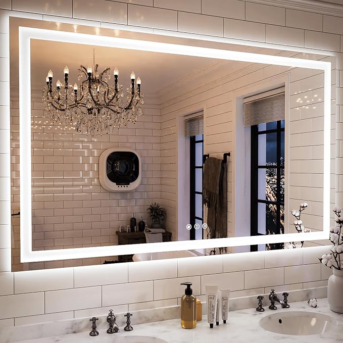 ISKM 57'' x 36'' LED Mirror for Bathroom Lighted Vanity Mirror for Wall Front by ISKM-IStillKeepMovin