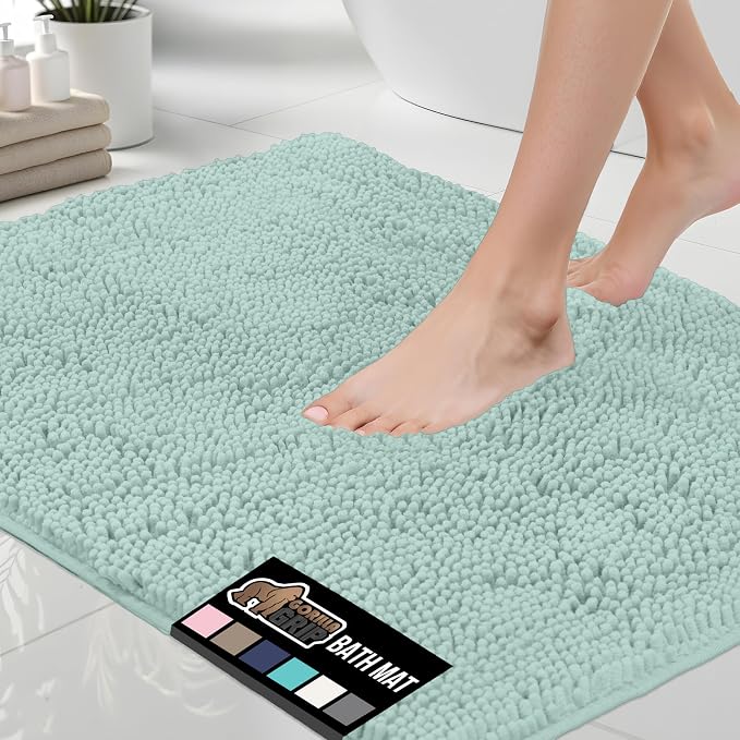 GORILLA GRIP Bath Rug Mat 48x24, Soft Absorbent Chenille, Quick Dry Microfiber by GorillaGrip