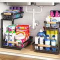 PXRACK 2 Pack Under Sink Organizer, Adjustable Height, 2 Tier Pull Out Under by PXRACK