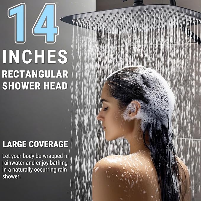 G-Promise 14 Inches Shower Faucet Sets Complete, All Metal Rainfall Shower Head - Image 2