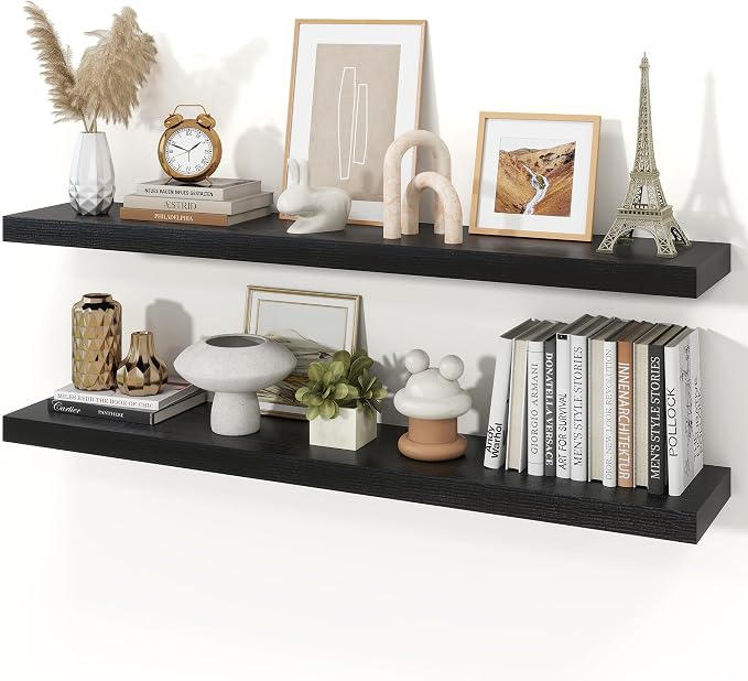 Floating Shelves for Wall, 9.3" Deep Wall Mounted Wood Shelves for Bathroom by Unknown