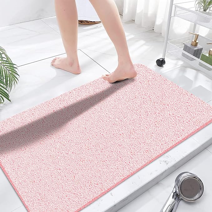 godehone Shower Mats Non Slip Without Suction Cups, PVC Loofah Bathroom Mats by godehone