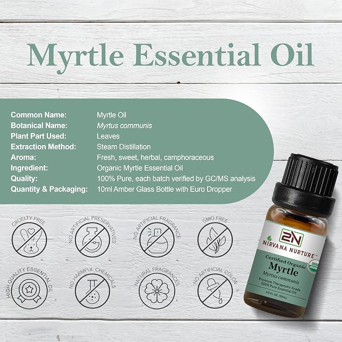 Myrtle Essential Oil USDA Certified Organic, 100% Pure Natural Premium Grade - Image 2