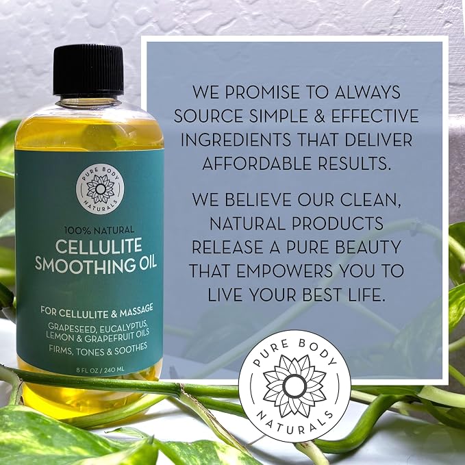 Pure Body Naturals Anti Cellulite Massage Oil, 8 fl oz | 100% Natural Cellulite - Image 8