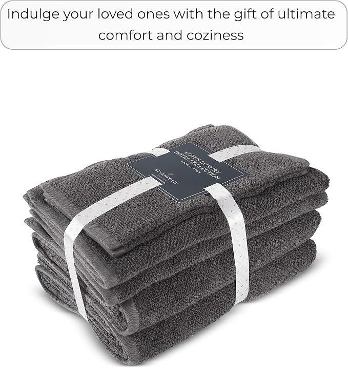 6 Piece Towel Set, 680 GSM 100% Cotton, 2 Hand Towels, 2 Wash Cloths-Ultra Soft - Image 7