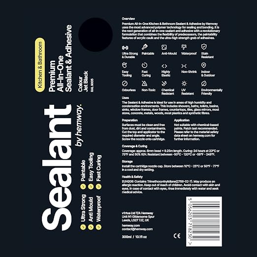 Jet Black Kitchen & Bathroom Sealant & Adhesive Hybrid Polymer | Superior to - Image 8