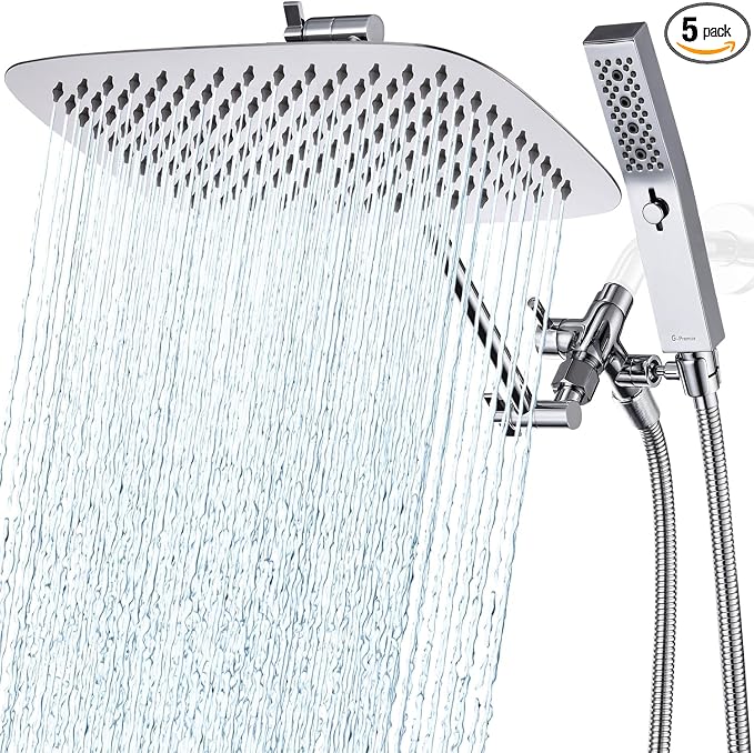 G-Promise All Metal 12 Inch Dual Square Shower Head by G-Promise