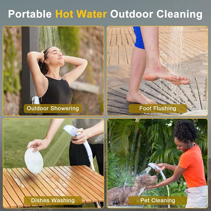 Portable Propane Water Heater for Camping Shower, 900 BTU 4500mAh Rechargeable - Image 6