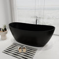 SJ STAR&JANE 65" Solid Surface Freestanding Bathtub Stone Resin Soaking Tub by SJSTARJANE