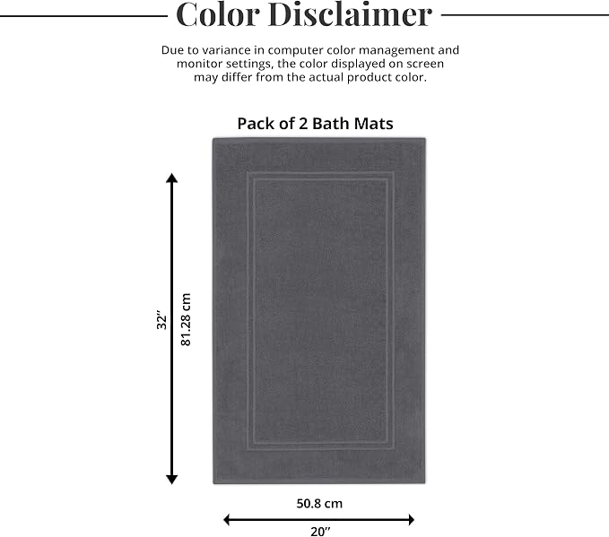 Tens Towels Pack of 2 Bath Mats 100% Cotton, 20 x 32 Inches, Super Absorbent - Image 9