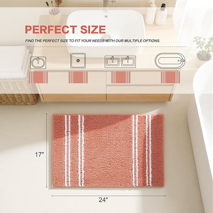Kmson Bathroom Rugs Mat, Non-Slip Fluffy Thick Water Absorbent Microfiber Mat - Image 2