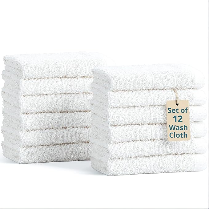 Casa Platino 100% Cotton Washcloths 12 Pack by CasaPlatino