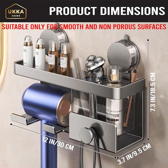 Suction Cup ALUMINUM Hair Dryer Storage Organizer - Image 3