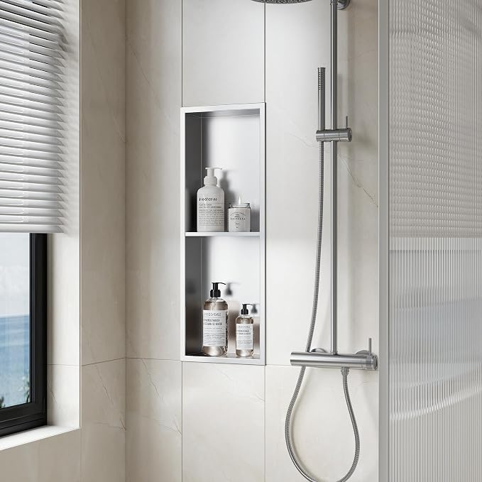 Neodrain Shower Niche Double Shelf Stainless Steel No Tile Needed Bathroom - Image 2