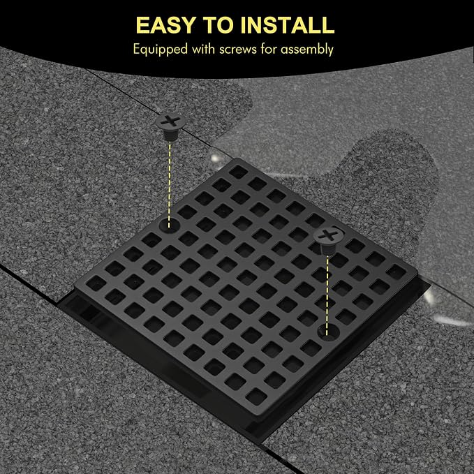 2PC 3-7/8" Matte Black Shower Drain Cover - Image 5