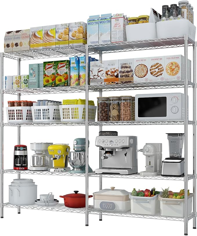 5 Tier Storage Racks Shelving, Heavy Steel Pantry Shelves, Adjustable Wire by Unknown