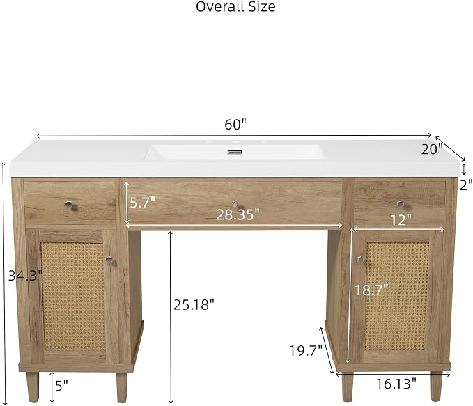 60 Inch ADA Compliant Bathroom Vanity - Image 2
