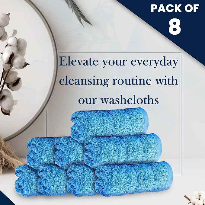 HALLEY Turkish 8 Pack Premium Washcloths 650 GSM Highly Absorbent Super Soft - Image 8