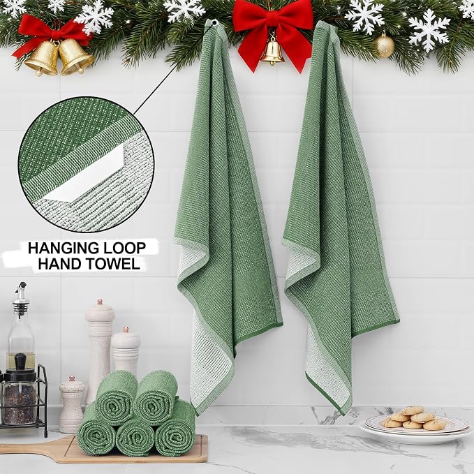 Homaxy Premium Kitchen Towels, Large Cotton Kitchen Hand Towels, Flat and Terry - Image 3