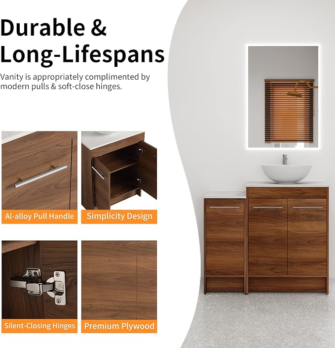 36 Inch Bathroom Vanity with Sink, Mordern Bathroom Vanity, Single Sink - Image 4