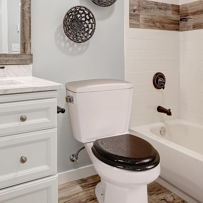 Elongated Toilet Seat Heavy Duty, Veneer Natural Standard Wooden Toilet Seat - Image 6