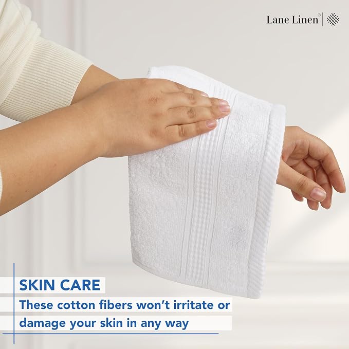 LANE LINEN 12 PC Wash Cloths Bathroom Set -100% Cotton Highly Absorbent - Image 3